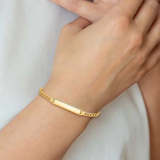 10kt Yellow Gold Semi-solid Curb Link ID Bracelet