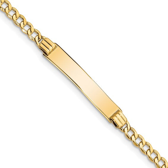 10kt Yellow Gold Semi-solid Curb Link ID Bracelet