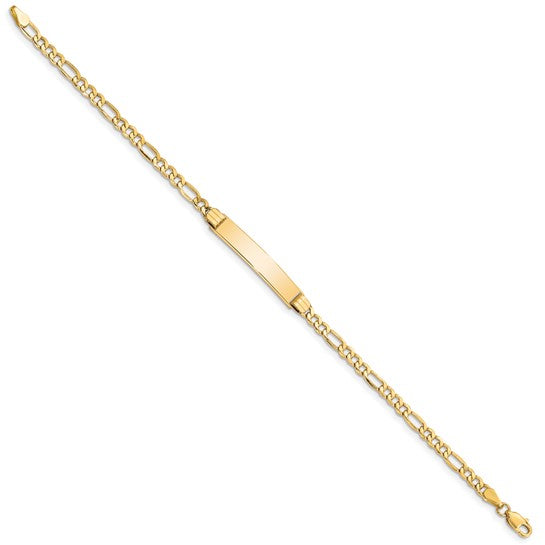 10kt Yellow Gold Semi-solid Figaro Link ID Bracelet