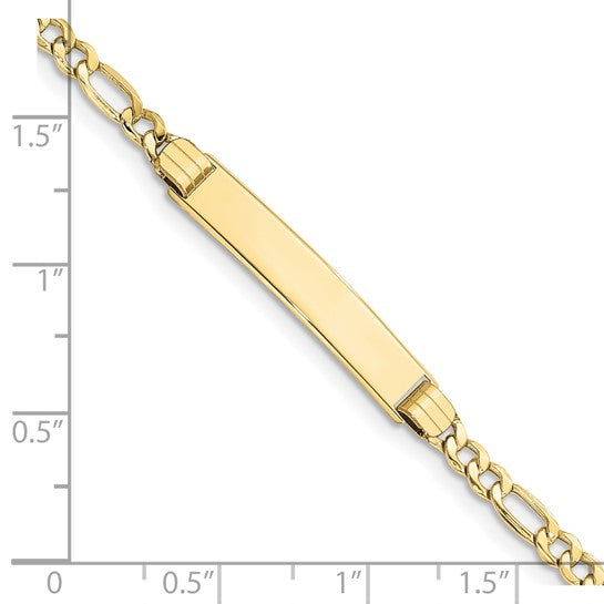 10kt Yellow Gold Semi-solid Figaro Link ID Bracelet