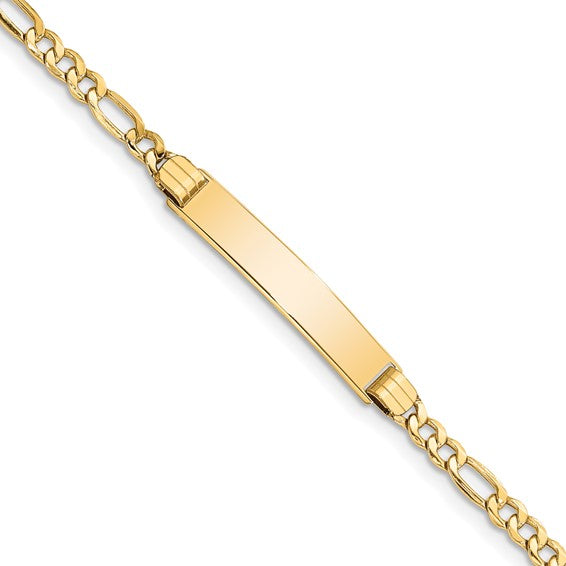 10kt Yellow Gold Semi-solid Figaro Link ID Bracelet