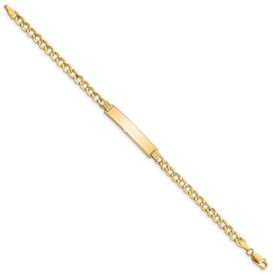 10kt Yellow Gold Semi-solid Curb Link ID Bracelet