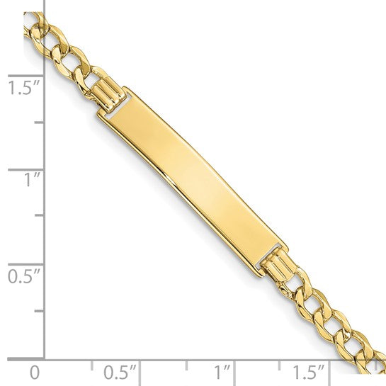 10kt Yellow Gold Semi-solid Curb Link ID Bracelet