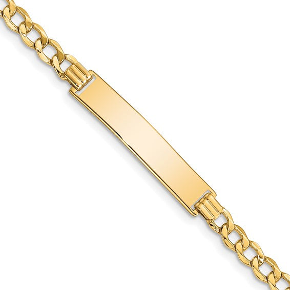 10kt Yellow Gold Semi-solid Curb Link ID Bracelet