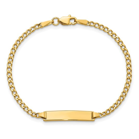 10kt Yellow Gold Semi-solid Curb Link ID Bracelet