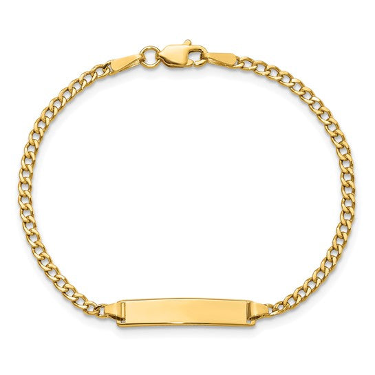 10kt Yellow Gold Semi-solid Curb Link ID Bracelet