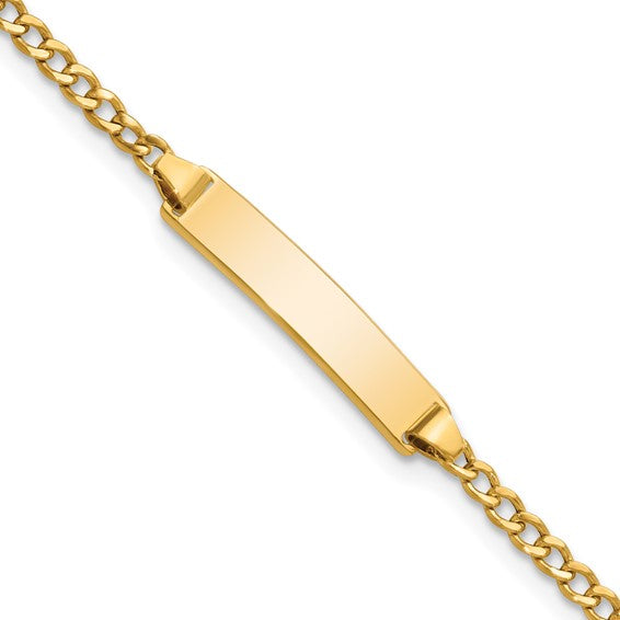 10kt Yellow Gold Semi-solid Curb Link ID Bracelet