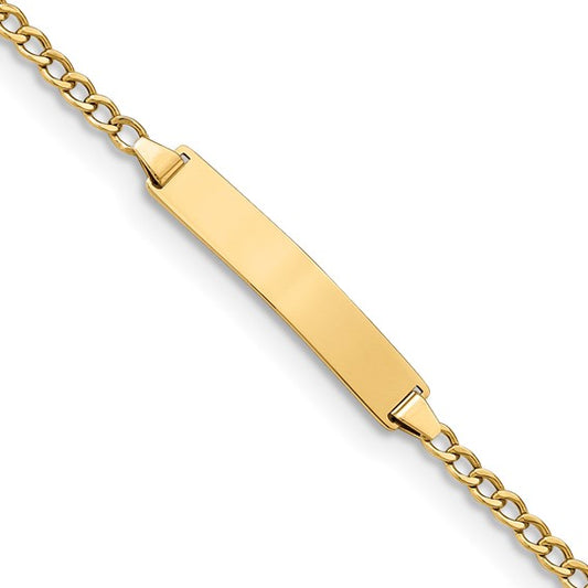 10kt Yellow Gold Semi-solid Curb Link ID Bracelet