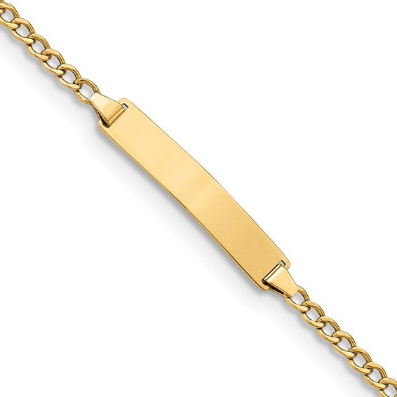 10kt Yellow Gold Semi-solid Curb Link ID Bracelet