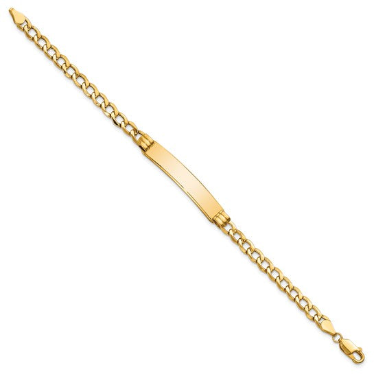 10kt Yellow Gold Semi-solid Curb Link ID Bracelet