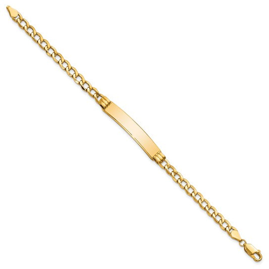 10kt Yellow Gold Semi-solid Curb Link ID Bracelet