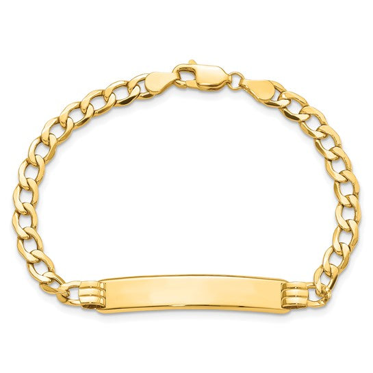 10kt Yellow Gold Semi-solid Curb Link ID Bracelet