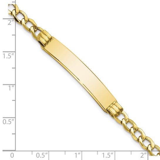 10kt Yellow Gold Semi-solid Curb Link ID Bracelet