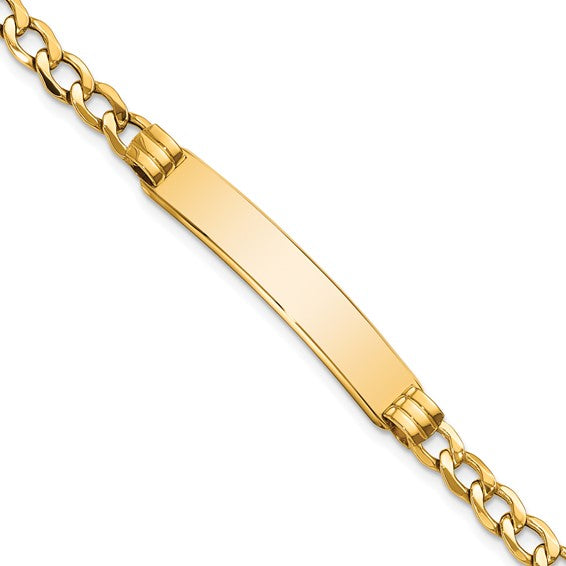 10kt Yellow Gold Semi-solid Curb Link ID Bracelet