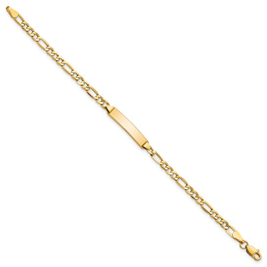 10kt Yellow Gold Semi-solid Figaro Link ID Bracelet