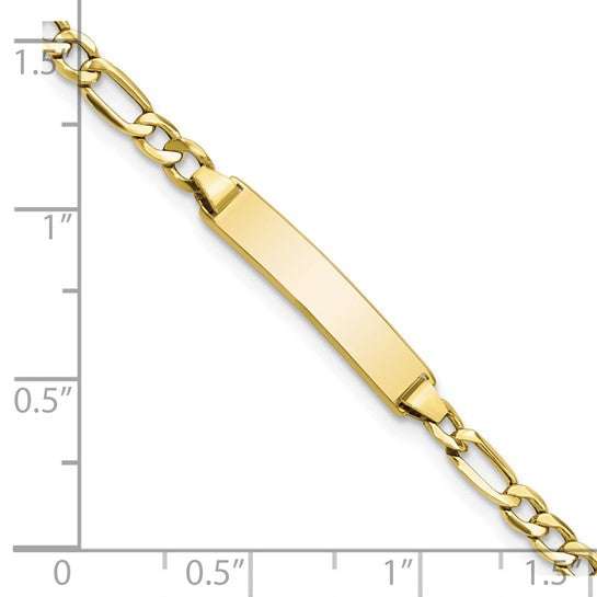10kt Yellow Gold Semi-solid Figaro Link ID Bracelet