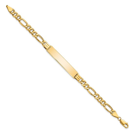 10kt Yellow Gold Semi-solid Figaro Link ID Bracelet