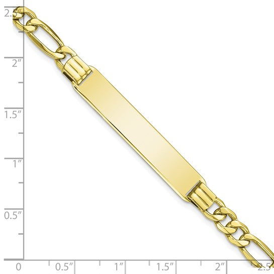 10kt Yellow Gold Semi-solid Figaro Link ID Bracelet