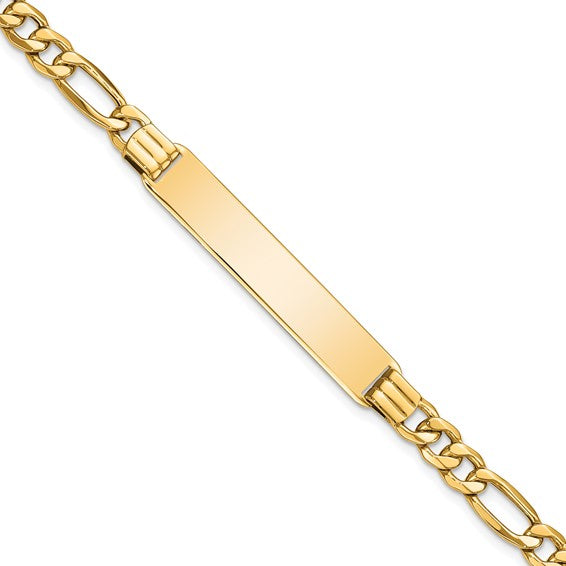 10kt Yellow Gold Semi-solid Figaro Link ID Bracelet