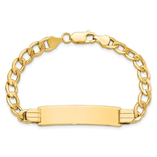 10kt Yellow Gold Semi-solid Curb Link ID Bracelet