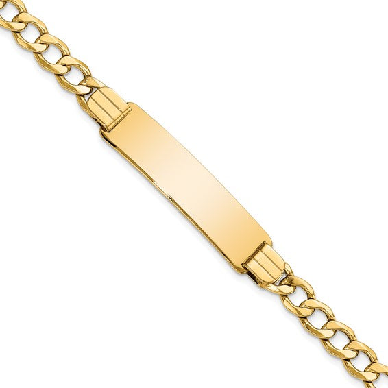 10kt Yellow Gold Semi-solid Curb Link ID Bracelet