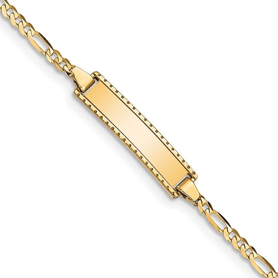 10kt Yellow Gold Figaro Link ID Bracelet