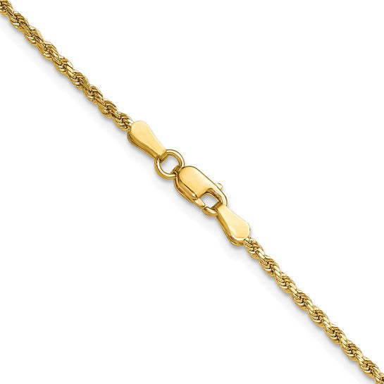10kt Yellow Gold 2mm Semi-solid D/C Rope Chain