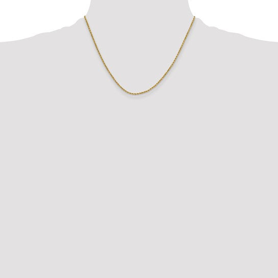 10kt Yellow Gold 2mm Semi-solid D/C Rope Chain