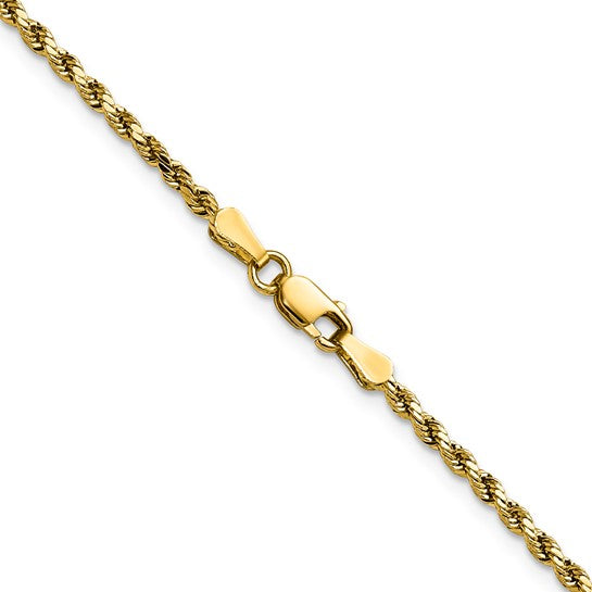 10kt Yellow Gold 2.25mm Semi-solid D/C Rope Chain