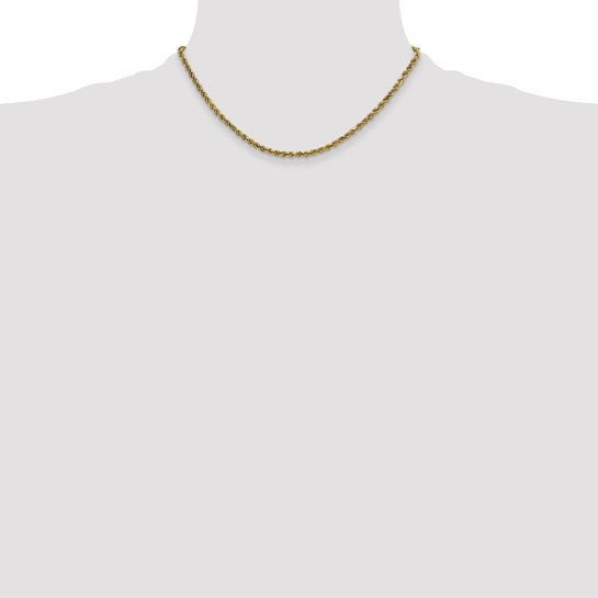10kt Yellow Gold 2.25mm Semi-solid D/C Rope Chain