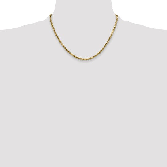 10kt Yellow Gold 2.5mm Semi-solid D/C Rope Chain