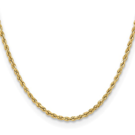 10kt Yellow Gold 3mm Semi-solid D/C Rope Chain