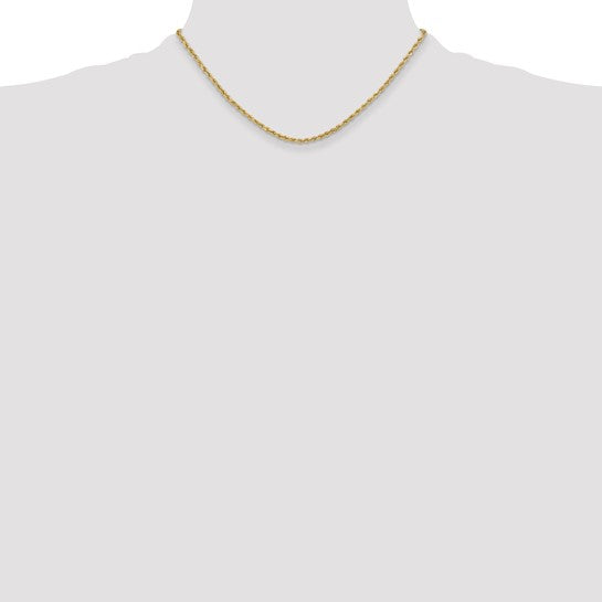 10kt Yellow Gold 3mm Semi-solid D/C Rope Chain