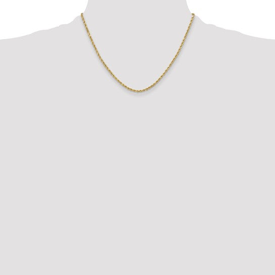 10kt Yellow Gold 3mm Semi-solid D/C Rope Chain