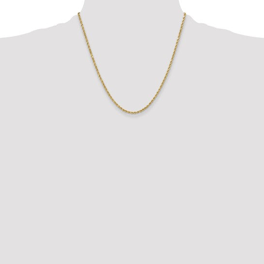 10kt Yellow Gold 3mm Semi-solid D/C Rope Chain