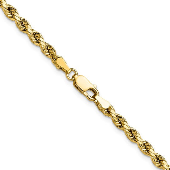 10kt Yellow Gold 3.5mm Semi-solid D/C Rope Chain