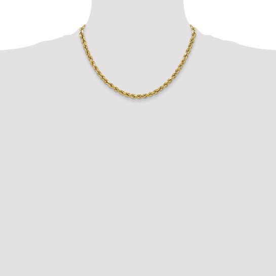 10kt Yellow Gold 3.5mm Semi-solid D/C Rope Chain
