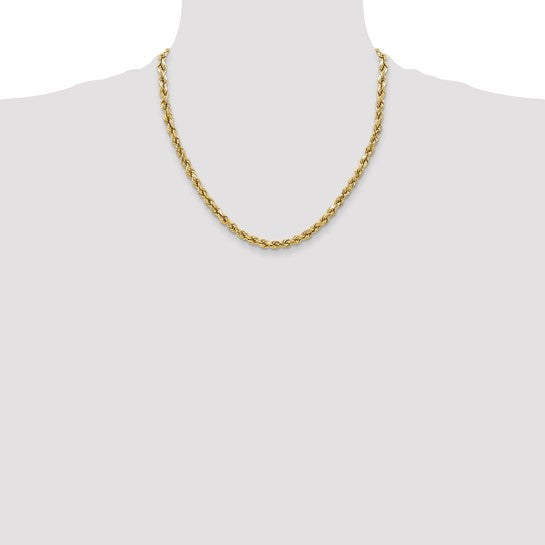 10kt Yellow gold 3.5mm Semi-solid D/C Rope Chain