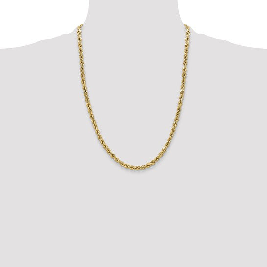 10kt Yellow Gold 3.5mm Semi-solid D/C Rope Chain