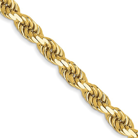 10kt Yellow Gold 3.5mm Semi-solid D/C Rope Chain