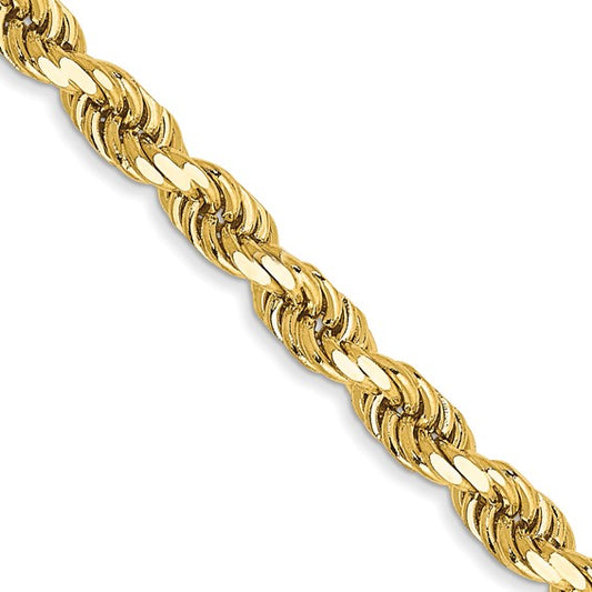 10kt Yellow Gold 3.5mm Semi-solid D/C Rope Chain