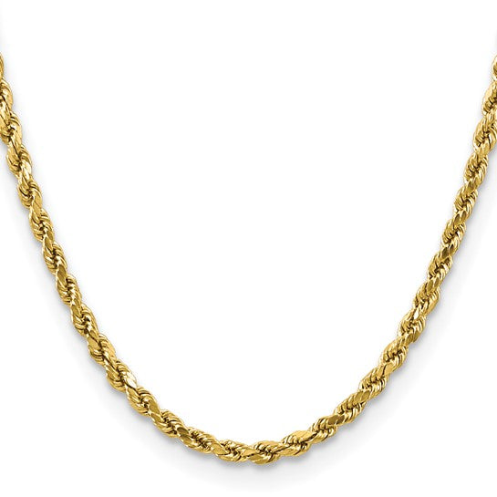 10kt Yellow Gold 4mm Semi-solid D/C Rope Chain