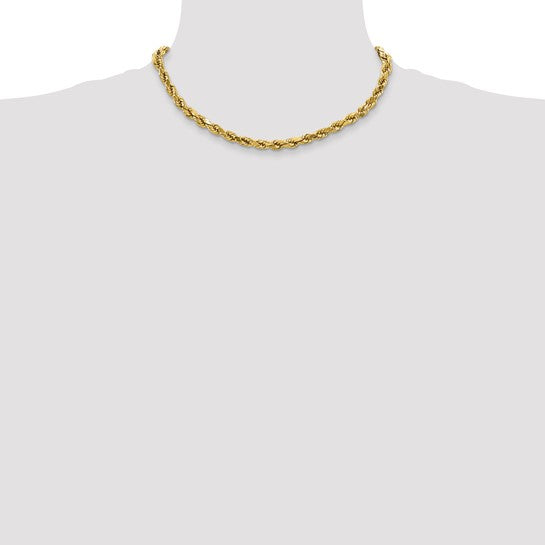 10kt Yellow Gold 4mm Semi-solid D/C Rope Chain