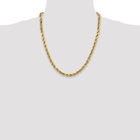 10kt Yellow Gold 4mm Semi-solid D/C Rope Chain