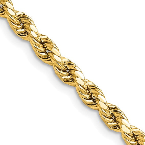 10kt Yellow Gold 4.9mm Semi-solid D/C Rope Chain
