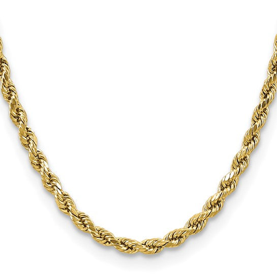 10kt Yellow Gold 4.9mm Semi-solid D/C Rope Chain
