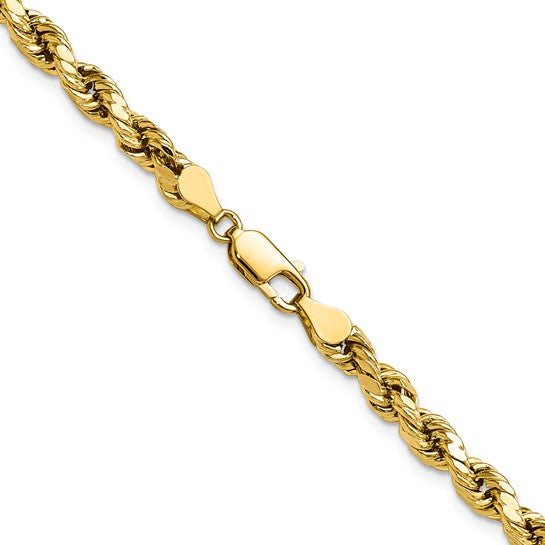 10kt Yellow Gold 4.9mm Semi-solid D/C Rope Chain