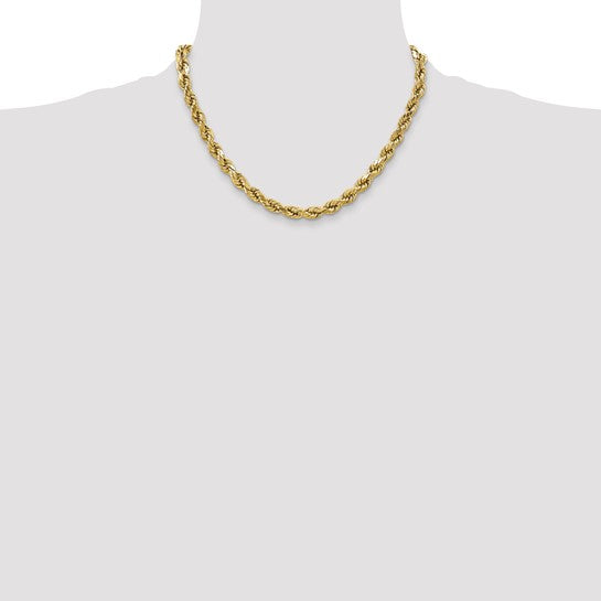 10kt Yellow Gold 4.9mm Semi-solid D/C Rope Chain