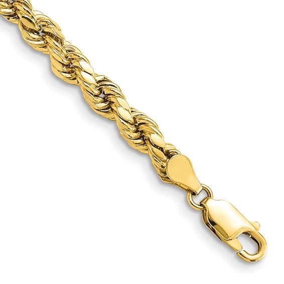 10kt Yellow Gold 4.9mm Semi-solid D/C Rope Chain