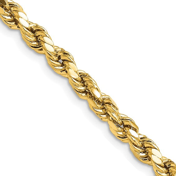 10kt Yellow Gold 4.9mm Semi-solid D/C Rope Chain